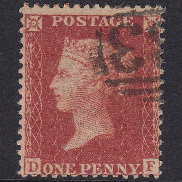 GB QV 1857 1d Rose-Red Plate 59 SG40-C10(1) DF VFU Light Cancel