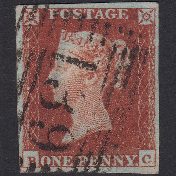GB QV 1841 1d Red-Brown Plate 51 SG8-B1(1) BC FU Falkirk 139