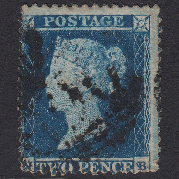 GB QV 1855 2d Blue Plate 4 SG23-F2 NB PU Later State? Pinhole