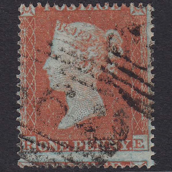 GB QV 1854 1d Red-Brown Plate 155 SG17-C1(1) RE FU Large Misperf