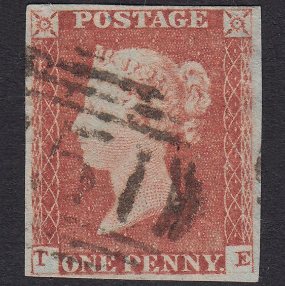 GB QV 1841 1d Red-Brown Plate 78 SG8-B1(1) TE FU 4 Margins