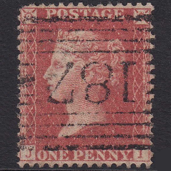 GB QV 1857 1d Rose-Red Plate 47 SG40-C10(1) JI GU Jedburgh 187