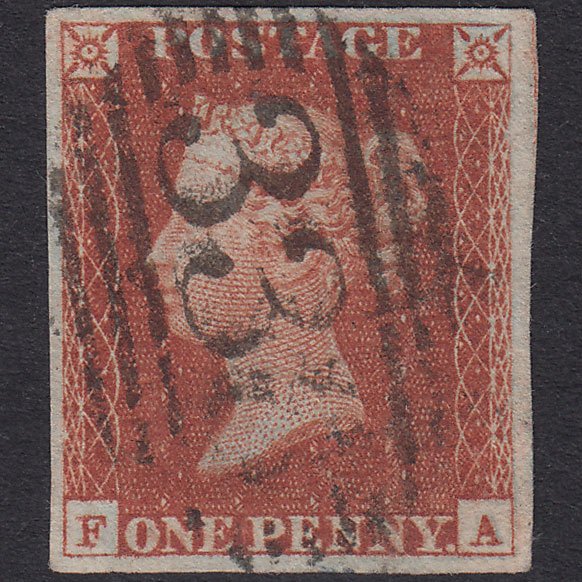 GB QV 1841 1d Red-Brown Pl 71 SG8-B1(1) FA FU 4M Harrogate Special 338 Pmk