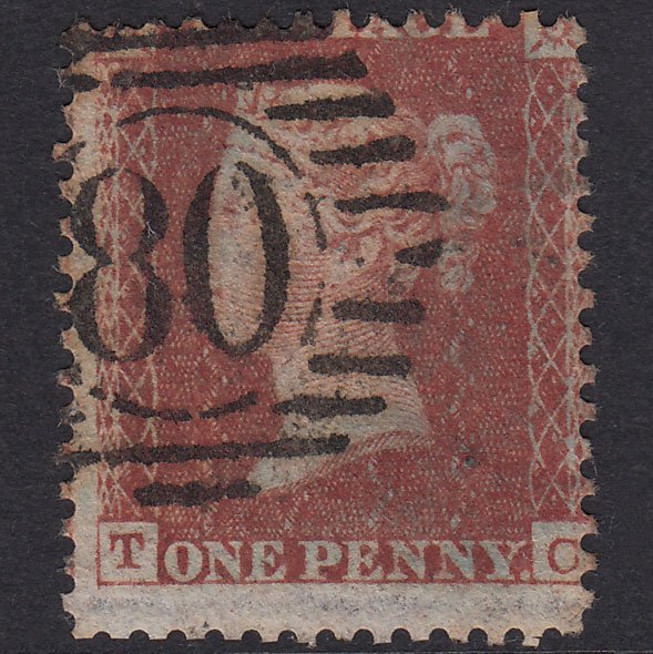 GB QV 1855 1d Red-Brown Plate 17 SGC6(1) TC GU London D&S 80