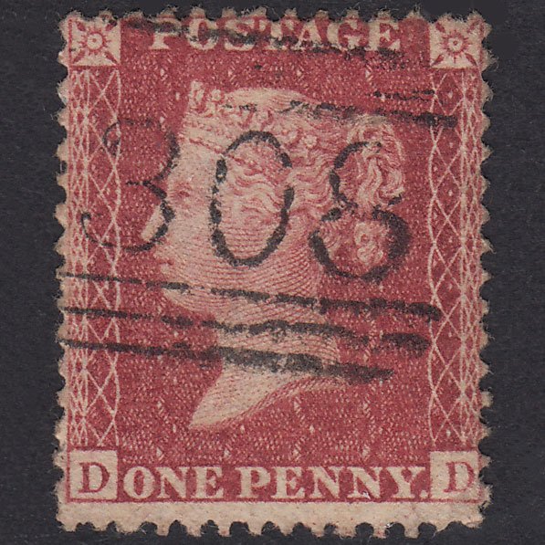 GB QV 1857 1d Rose-Red Plate 36 SG40-C10(1) DD GU Stirling 308