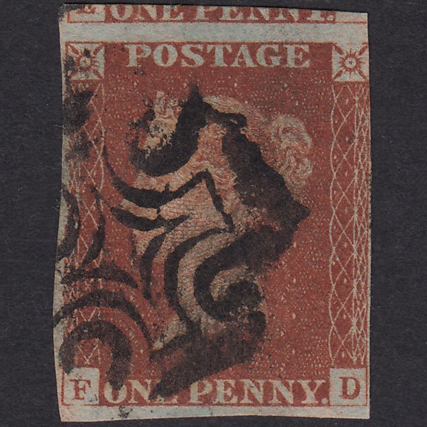 GB QV 1841 1d Red-Brown Plate 14 SG8-B1(1) FD FU Nr 4M MX Double Letter