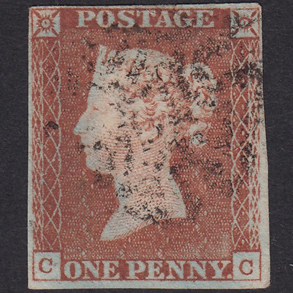 GB QV 1841 1d Red-Brown Plate 20 SG8-B1(1) CC GU 4 Margins MX Tear