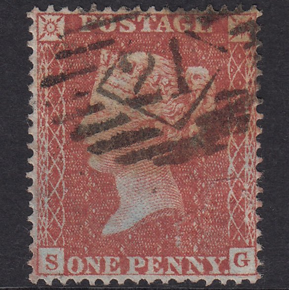 GB QV 1855 1d Red-Brown Plate 4 SG21-C4(1) SG GU London IS 21