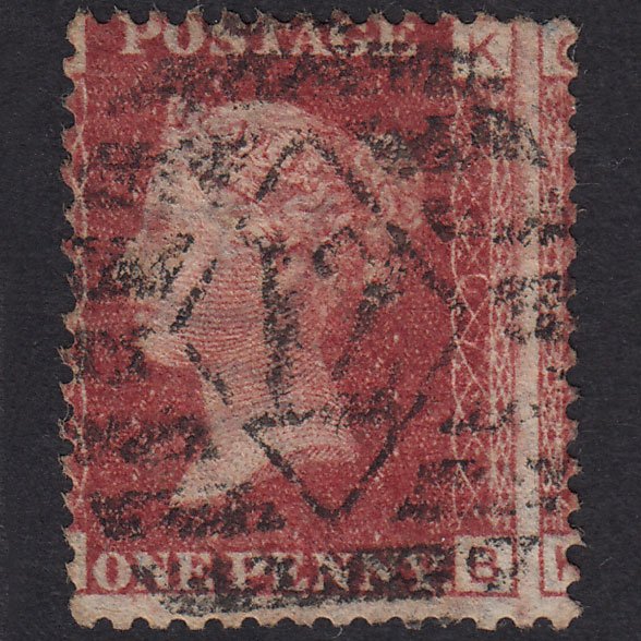 GB QV 1864 1d Plate 207 SG44-G1(2) KB GU London IS 12 Large Misperf