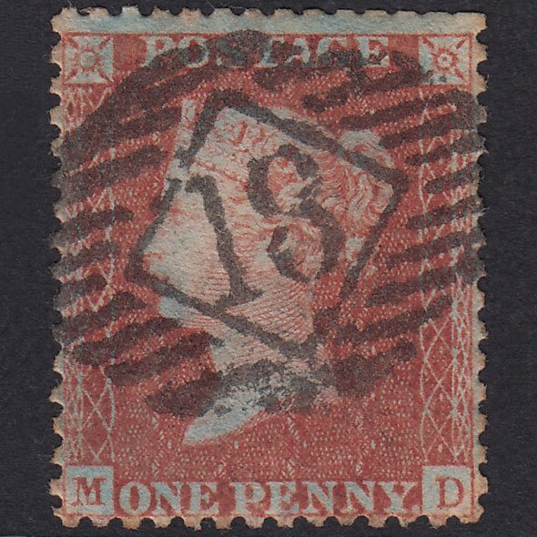 GB QV 1856 1d Red-Brown Plate 46 SG29-C8(1) MD GU London IS 18