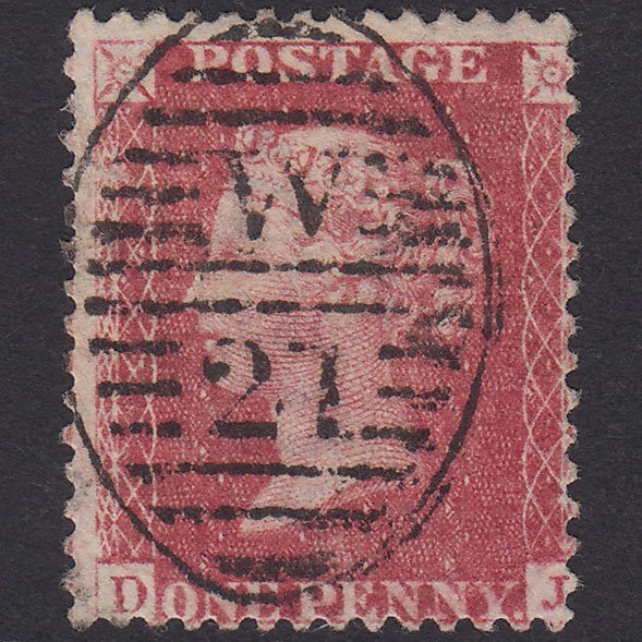 GB QV 1857 1d Rose-Red Plate 47 SG40-C10(1) DJ FU London D&S W21