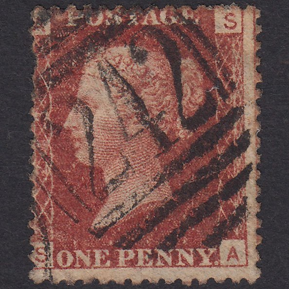 GB QV 1864 1d Lake-Red Plate 213 SG44-G1(2) SA GU Derby 242