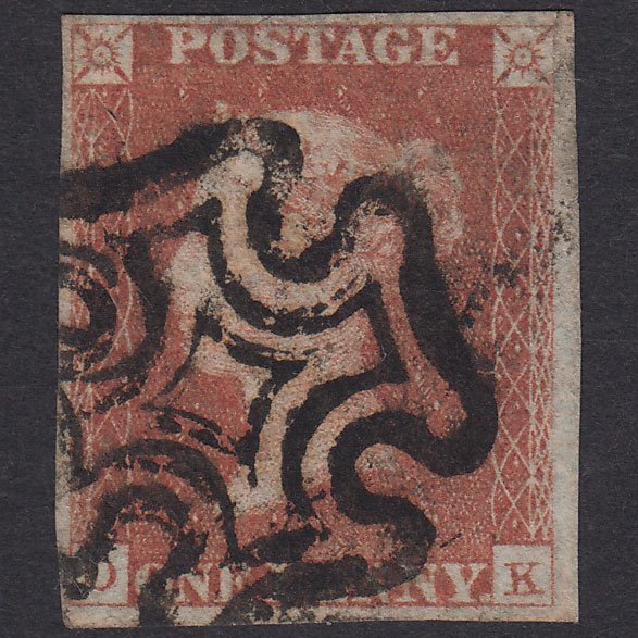 GB QV 1841 1d Red-Brown Penny Black Plate 10 SG7-A2-AS68 OK FU 4M MX