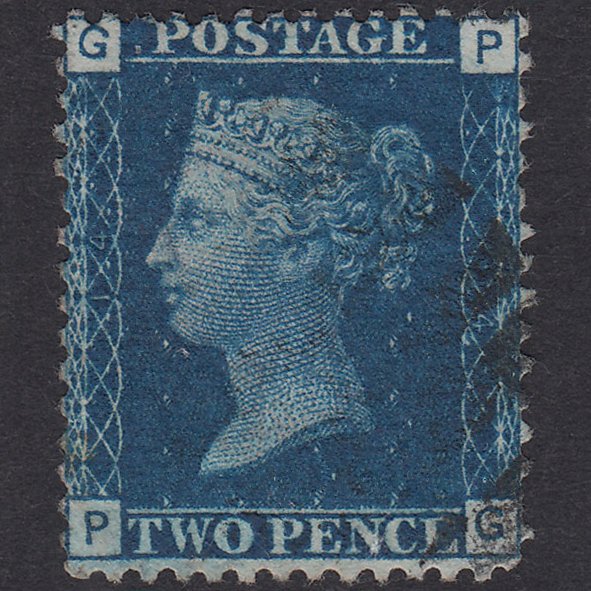GB QV 1869 2d Blue Plate 14 SG46-G3 PG GU Light Cancel