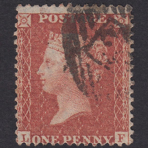 GB QV 1856 1d Red-Brown Plate 27 SG29-C8(1) LF FU Light Cancel