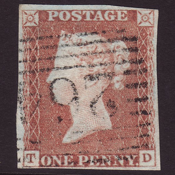GB QV 1841 1d (Plate 72) SG8 TD FU Nairn 264 4 Margins Missing Imprimatur