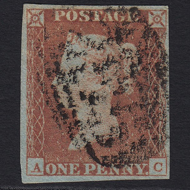 GB QV 1841 1d Red-brown (SG8) 'AC' GU Exeter (285) 4 Margins
