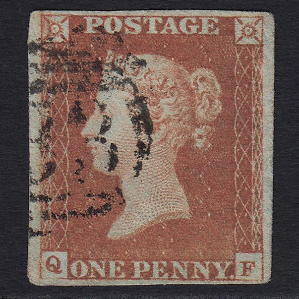 GB QV 1841 1d Red-brown (Plate 75) (SG8) 'QF' GU 4 Margins