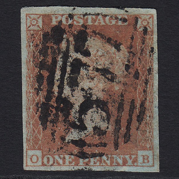 GB QV 1841 1d Red-brown (Plate 130) (SG8) 'OB' GU Cromer (577) 4M Imperf