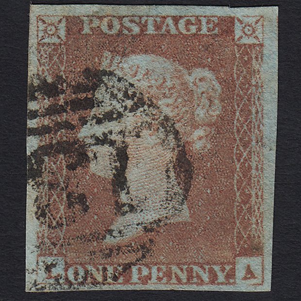 GB QV 1841 1d Red-brown (Plate 80) SG8-B1(1) LA GU 4M Imperf