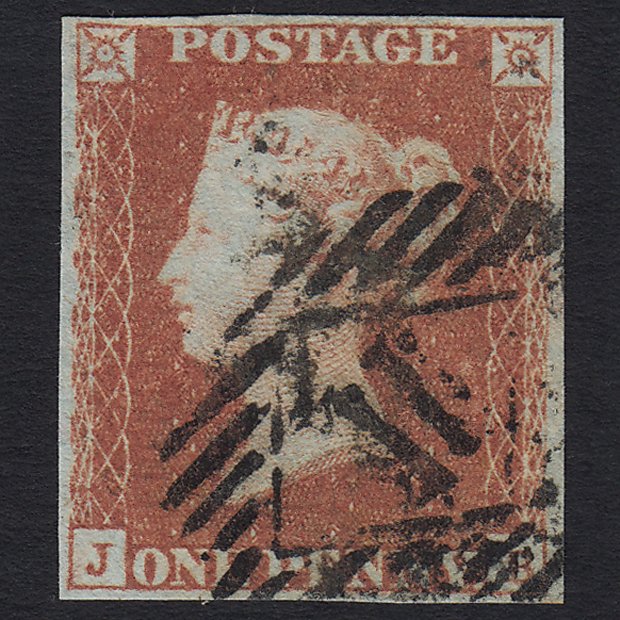 GB QV 1841 1d Red-brown (Plate 87) SG8-B1(1) JB FU London IS 11 4M Imperf