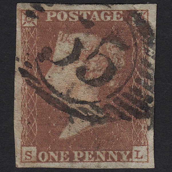 GB QV 1841 1d Red-brown (Plate 97) SG8-B1(1) SL GU London D&S 55 4 Margins