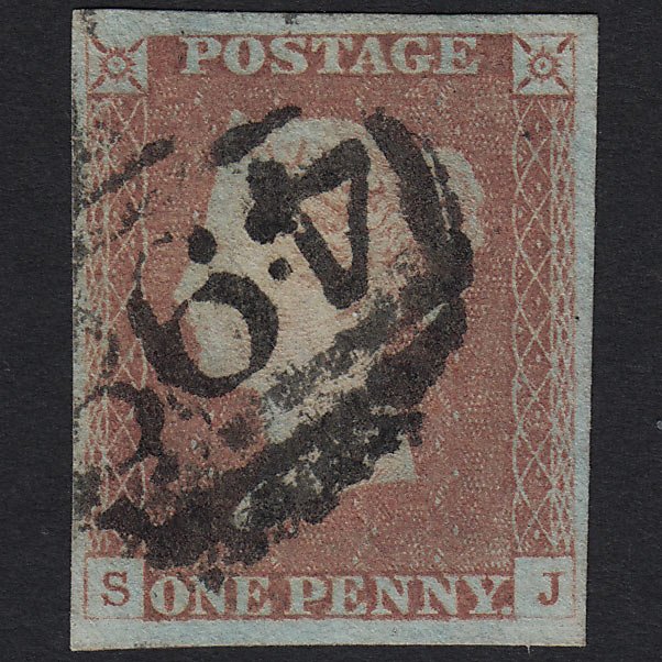 GB QV 1841 1d Red-brown (Plate 82) SG8-B1(1) SJ FU Manchester 498 4M Imperf