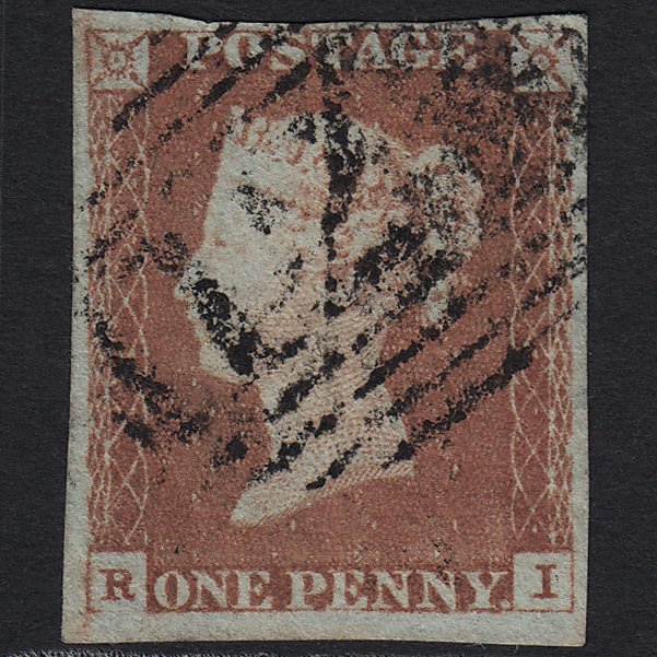 GB QV 1841 1d Red-brown (Plate 74) SG8-B1(1) RI GU 4 Margins