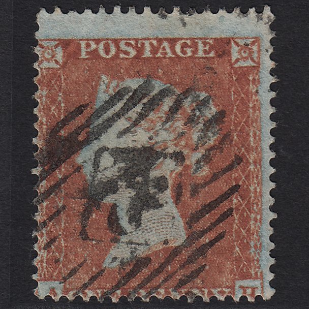 GB QV 1854 1d Red-brown SG17-C1(1) AH GU in London Blue Head