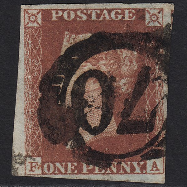 GB QV 1841 1d Red-brown (Plate 69) SG8-B1(1) FA GU London No.70 4 Margins