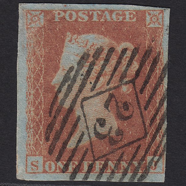 GB QV 1841 1d Red-brown (Plate 142) SG8-B2(1) SJ GU 4M Imperf London IS 23