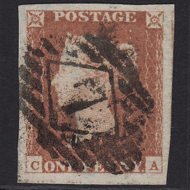 GB QV 1841 1d Red-brown (Plate 74) SG8-B1(1) CA FU 4 Big Margins London IS 7