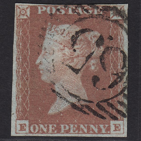GB QV 1841 1d Red-brown (Plate 71) SG8-B1(1) EE FU 4 Margins London D&S 65