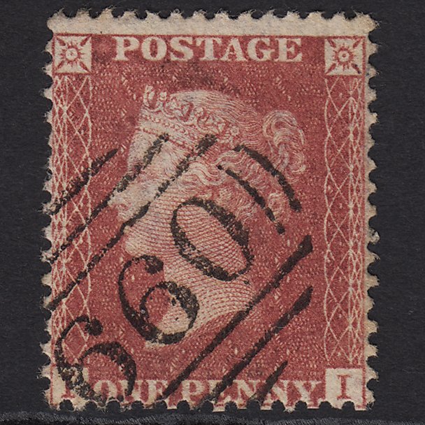 GB QV 1857 1d Rose-red (Plate 48) SG40-C10(1) II FU Rugeley 660