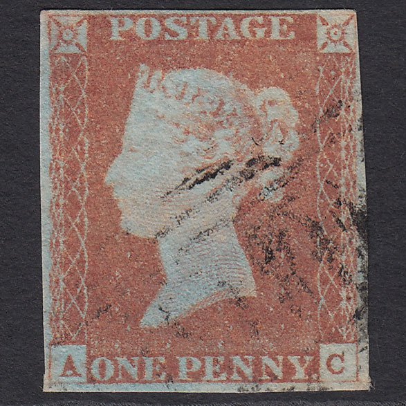 GB QV 1841 1d Red-brown SG8-B1(1) AC FU Missing Imprimatur Light Cancel