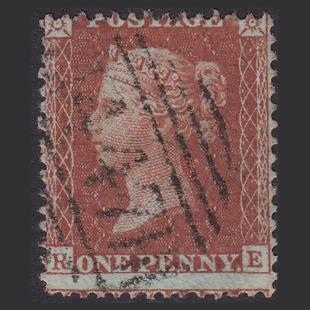 GB QV 1856 1d Red-brown (Plate 35) SG29-C8(1) RE VFU Leeds 447 Misperf