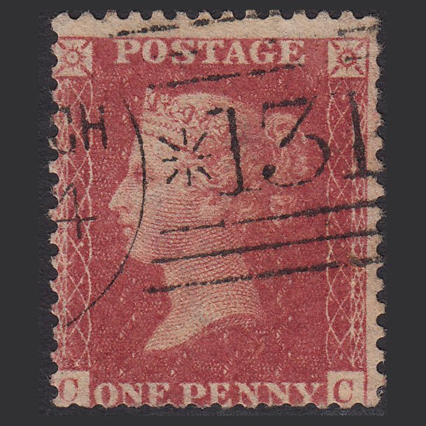 GB QV 1857 1d Rose-red (Plate 41) SG40-C10(1) CC GU Edinburgh 131