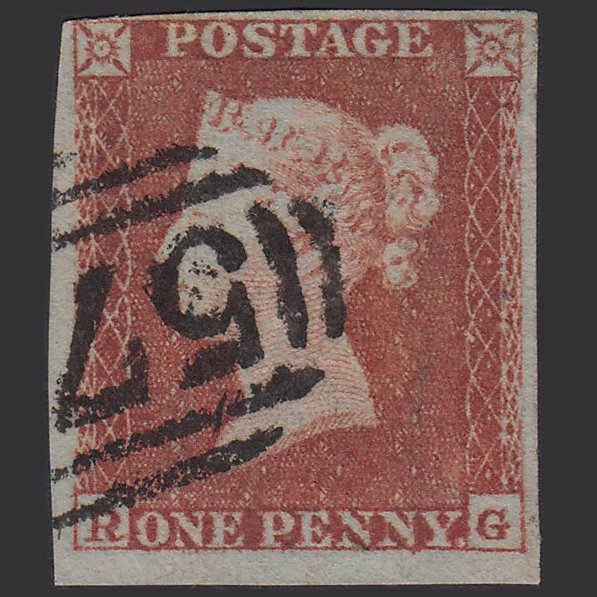 GB QV 1841 1d Red-brown (Plate 165) SG8-B2(1) RJ FU 4M Imperf