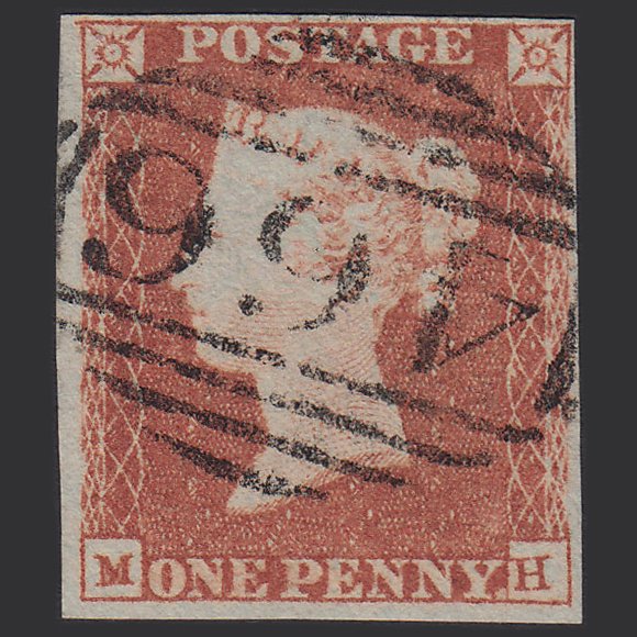 GB QV 1841 1d Red-brown (Plate 94) SG8-B1(1) MH VFU 4M Imperf Liverpool 466