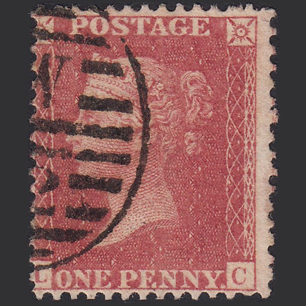 GB QV 1857 1d (Plate 62) SG40-C10(1) LC FU London D&S Cancel Misperf
