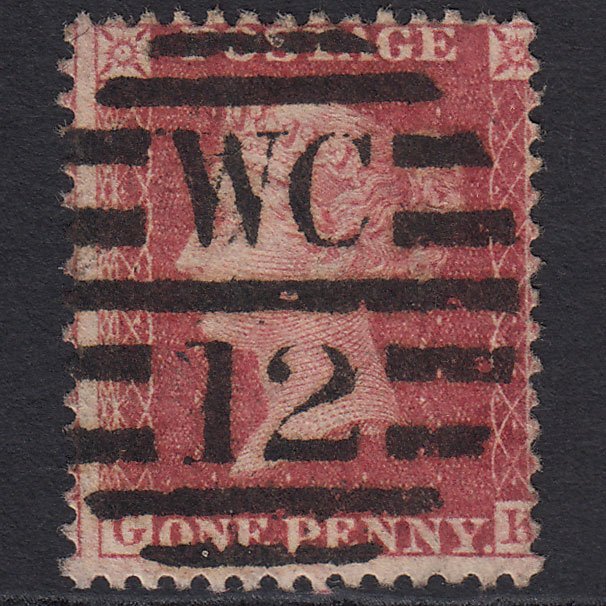 GB QV 1863 1d Rose-red (Plate 50) SG42-C12(1) GK FU London D&S WC12 Misperf