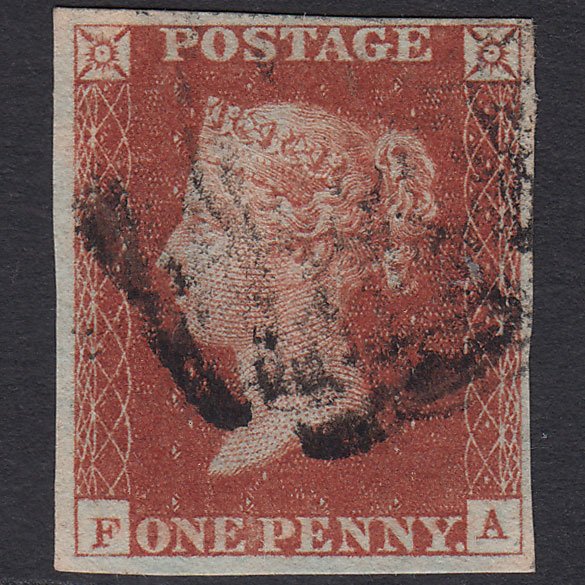 GB QV 1841 1d Red-brown (Plate 20) SG8-B1(1) FA FU 4 Margins Maltese Cross