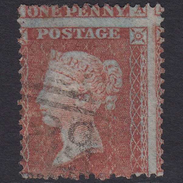 GB QV 1855 1d Red-brown (Plate 7) SG24-C3(1) OA FU Huge Misperf