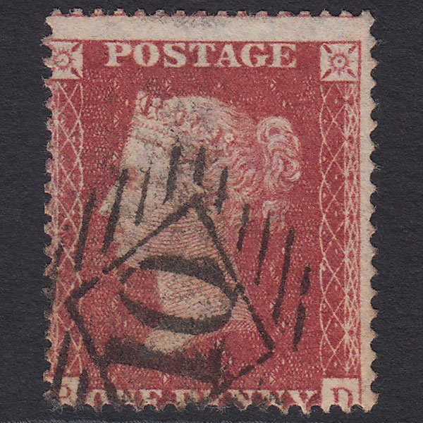 GB QV 1857 1d Rose-red (Plate 44) SG36-C11 PD FU London IS 10 Misperf