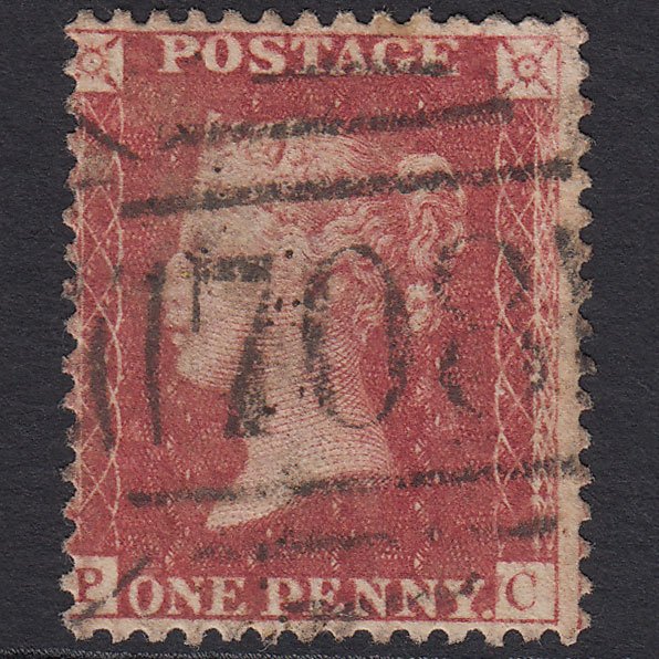 GB QV 1857 1d Rose-red (Plate 55) SG40-C10(1) PC GU Shrewsbury 708 Spoon
