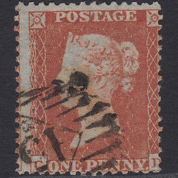 GB QV 1855 1d Red-brown Plate R6 SG22-C2(1) CD FU London IS 15 Misperf