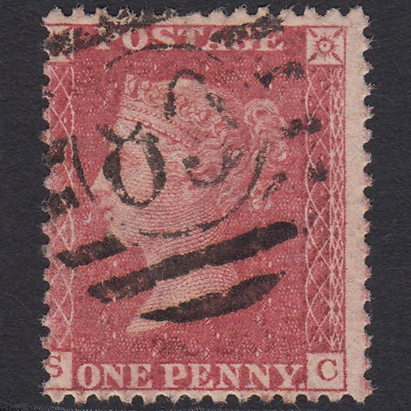 GB QV 1861 1d Rose-red Plate R16 SGC13(3) SC FU London D&S 89 Misperf