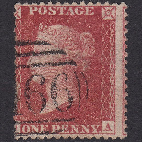 GB QV 1857 1d Rose-red SG40-C10(1) ?a GU Liverpool 466 Large Misperf