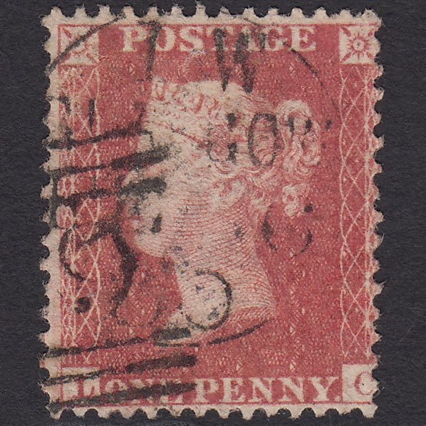 GB QV 1857 1d Rose-red (Plate 34) SG40-C10(1) LC GU Glasgow 159