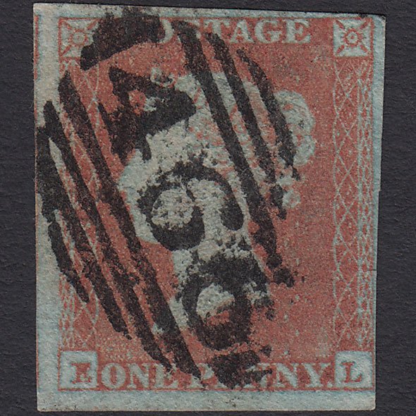 GB QV 1841 1d Very Blued (Plate 128) SG8a-B1(2) EL FU 4M Liverpool 466